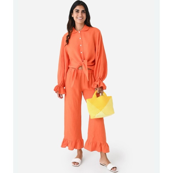 Sleeper Other - Sleeper Rumba Linen Lounge Suit Bright Orange Long Sleeve Matching Set Large